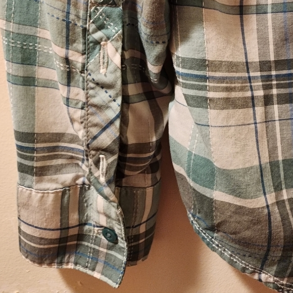 Kuhl Spektra Long-sleeve Green Plaid 1/4 Button Down Tencel Blouse Size M - Picture 13 of 15